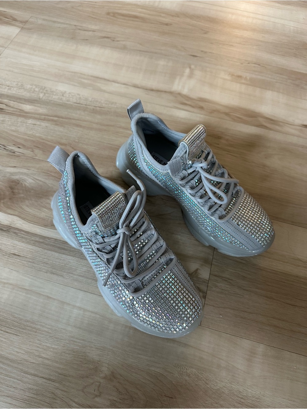 Steve Madden Silver Crystal Embellished Sneakers